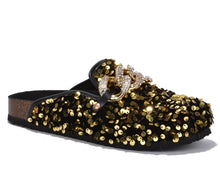 Load image into Gallery viewer, Elsa Sequin Chain Slide flat sandals
