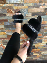 Load image into Gallery viewer, Missy Black Fuzzy Sandals
