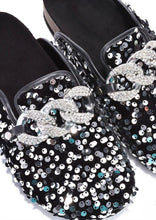 Load image into Gallery viewer, Elsa Sequin Chain Slide flat sandals
